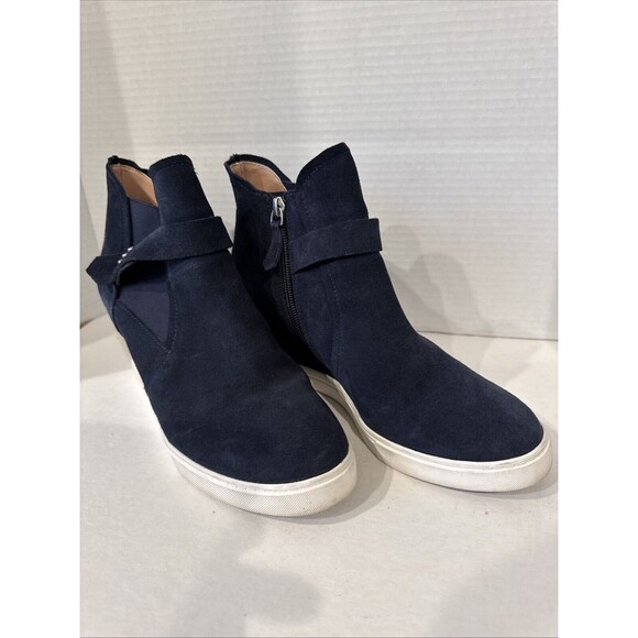 WOMENS PAOLO FRESHTON WEDGE SNEAKERS SIZE 8.5 M BLUE LEATHER SUEDE - Picture 12 of 12